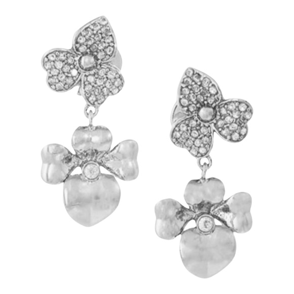 KATE SPADE • Silver Double Dangle Precious Pansy Earrings - Picture 1 of 3